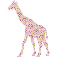 Tapetengiraffe 0184 in rosa-lila-grün