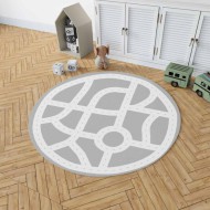 Happy City Kids waschbarer Spielteppich "STREET" in grau ca. Ø 130cm 