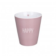 Krasilnikoff Porzellan-Becher 'happy' in rosa