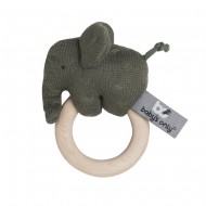 Baby's Only Holz Rassel Elefant in khaki 13x10x5cm