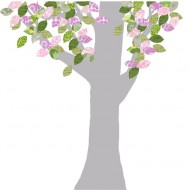 Tapetenbaum silber mit Blättern rosa-grün
