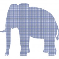 Tapetenelefant 205  in blau kariert