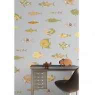 Inke XL Wandbild Fische grau 200x300cm