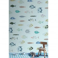 Inke XL Wandbild Fische hellblau 200x300cm