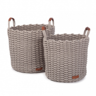 Kidsdepot Flechtkörbe 2er-Set L hellgrau rund Ø 38cm/ 32cm