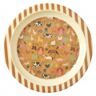 Rice Melamin Kinderteller 'Farm Totable' in braun