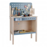 Little Dutch Spielwerkbank aus Holz mit Werkzeuggürtel und Zubehör (48 Teile) blau 