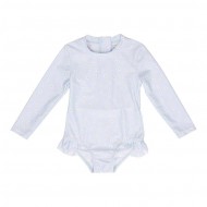 Little Dutch Langärmeliger Badeanzug 74/80 mit Rüschen Daisies Blue