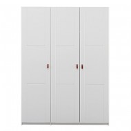 LIFETIME 3-türiger Kleiderschrank in weiß - 150x203cm - Griffe wählbar