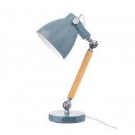 LIFETIME Schreibtischlampe blue shade mit Holzdetail 