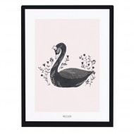 Lilipinso Kinderzimmerbild 30x40cm Schwan in schwarz/rosa mit Rahmen