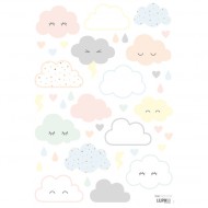 Lilipinso Wandsticker A3 in weiß mit Wolken in Pastellfarben