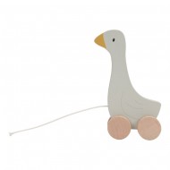 Little Dutch Holzspielzeug Nachziehtier "Little Goose" in olive/mint