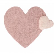 Lorena Canals waschbarer 2in1 Teppich PUFFY LOVE  Herz mit Kissen in rosa 160x180cm