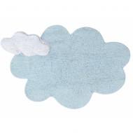 Lorena Canals waschbarer 2in1 Teppich DREAM BLUE Wolke mit Kissen in hellblau 110x170cm 
