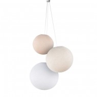 La Case de Cousin Paul dreifache Deckenlampe Globus Lin - Dragee - Blanc