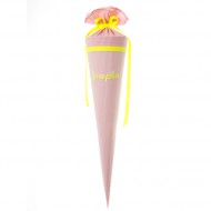 Paula&Ferdinand Schultüte STRIPES rosa, Stick NEON gelb, personalisiert