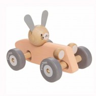 Plantoys Baby- und Kinderspielzeug Rennwagen mit Hase aus Naturholz