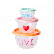 Rice 3er-Set runde Aufbewahrungsboxen LIVE, LOVE, LAUGH