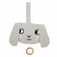 Roommate Bestickte Spieluhr Hase in hellgrau/rosa ca. 16cm 