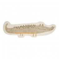 Little Dutch waschbarer Baumwollteppich 'Krokodil' in olive/creme 53x170cm