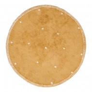 Little Dutch waschbarer Baumwollteppich 'Pure Ochre Dot' in ocker Durchmesser 110cm