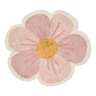 Little Dutch waschbarer Baumwollteppich 'Blume' in rosa Durchmesser ca.110cm