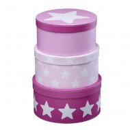 Kids Concept 3-er Set Pappboxen rund pink mit Sternen