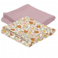 Little Dutch 2er-Set Swaddle/Pucktuch "Vintage Little Flowers"/"Pure Mauve" in 70x70cm