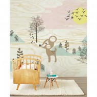 Eijffinger "Tout Petit" Wandbild mit Reh in sand/grün/taupe