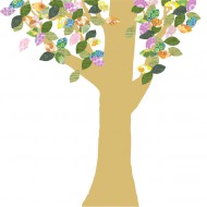 Tapetenbaum gold mit bunten Blättern 