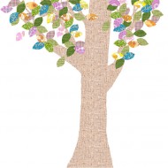 Tapetenbaum beige mit bunten Blättern