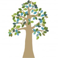 Tapetenbaum gold mit Blättern blau-grün