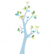 Inke Tapetenbaum 3  mit blauem Stamm und rosa-grün-blauen Blättern