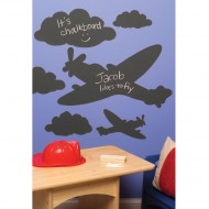 Sticker Kreidetafel Flugzeuge und Wolken