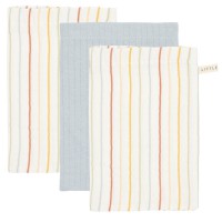 Little Dutch 3er-Set Washcloths "Vintage Sunny Stripes"/"Pure Soft Blue" in 21x14cm